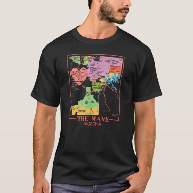 Camiseta Senderismo Por La Ola De Arizona Mapa De Senderism (Anverso)