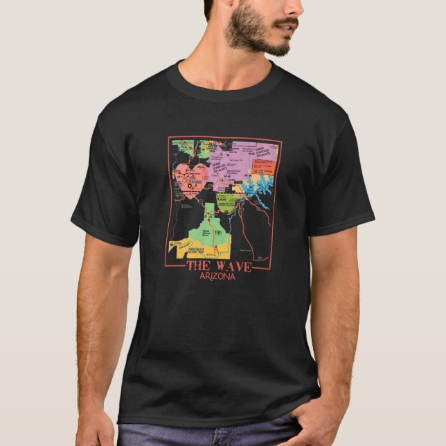 Camiseta Senderismo Por La Ola De Arizona Mapa De Senderism (Anverso)