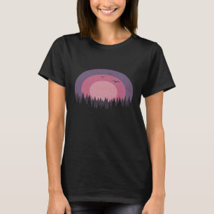 Camiseta Senderismo Retro Camping Adventure Forest Sunset C