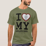 Camiseta Senderismo Verde Amo a mi novia Foto Textos<br><div class="desc">Crea tu propia naturaleza picante verde borgoña I Love My Girlfriend Photo T-Shirt con esta moderna y divertida plantilla de camisa que incluye una fresca foto de tipo sarif y novia en un enorme corazón rojo. Añade tu propia foto, tu nombre o cualquier texto personalizado. El diseño de la camiseta...</div>