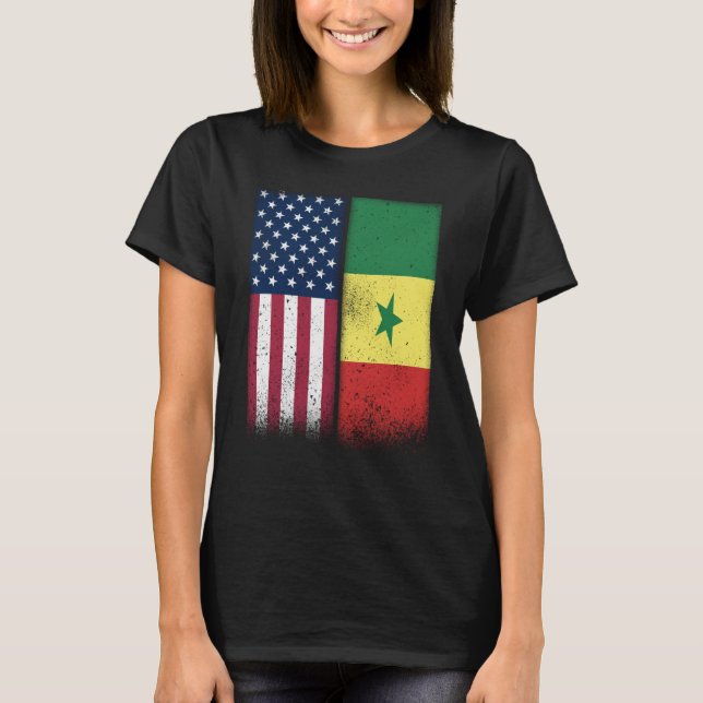 Camiseta Senegal Senegalese American Flags Proud USA Senega (Anverso)