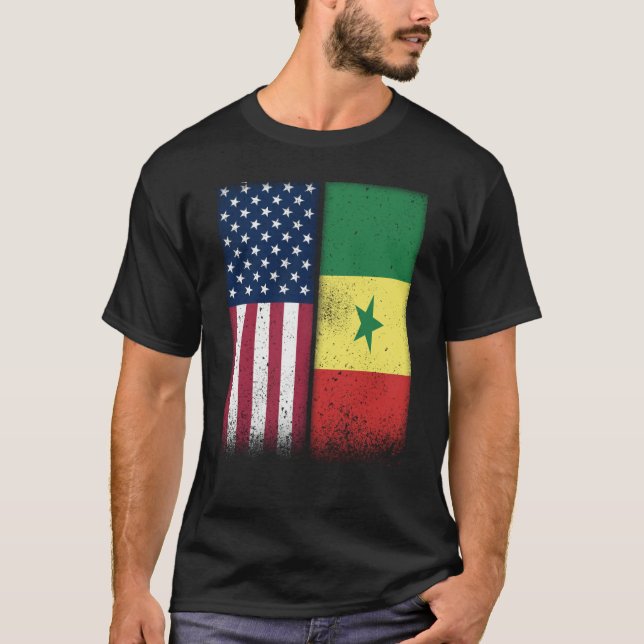 Camiseta Senegal Senegalese American Flags Proud USA Senega (Anverso)