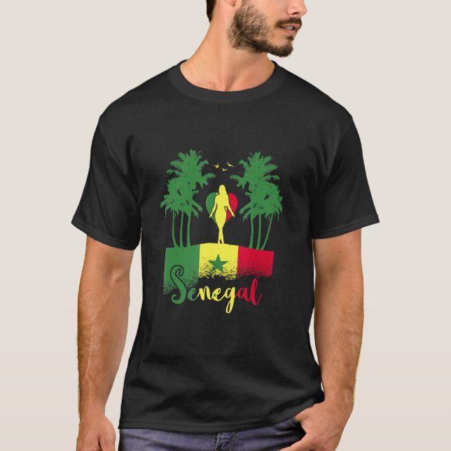 Camiseta Senegalesa senegalesa, una mujer de bandera de Sen (Anverso)