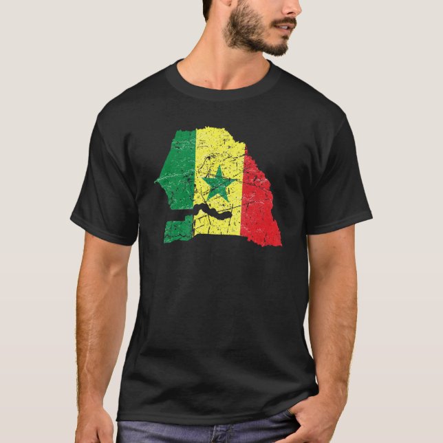 Camiseta Senegalese flag distressed with Senegal map Senega (Anverso)