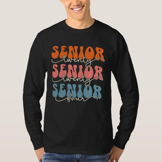 Camiseta Senior 2024 Class Of 24 Retro Groovy Graduation Co (Anverso)
