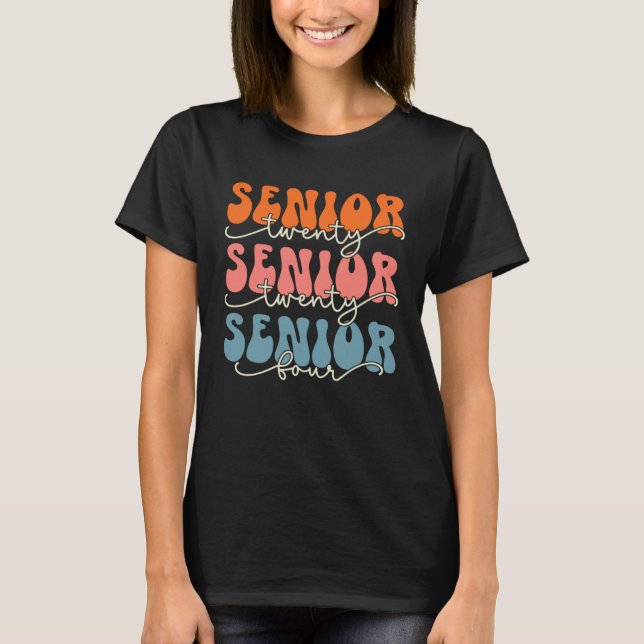Camiseta Senior 2024 Class Of 24 Retro Groovy Graduation Co (Anverso)