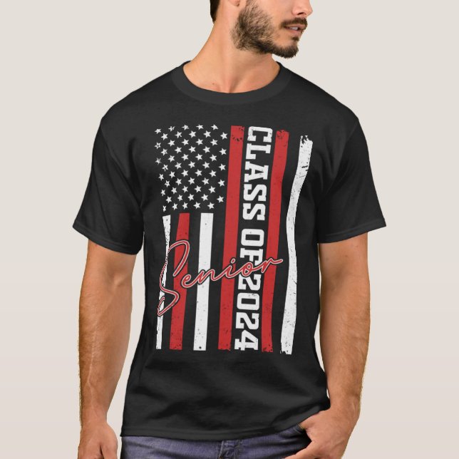 Camiseta Senior 2024 Graduation Class of 2024 American Flag (Anverso)