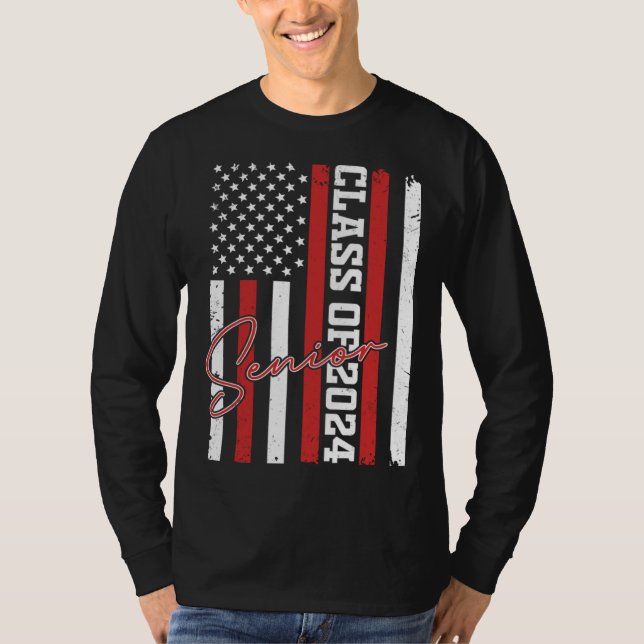 Camiseta Senior 2024 Graduation Class of 2024 American Flag (Anverso)