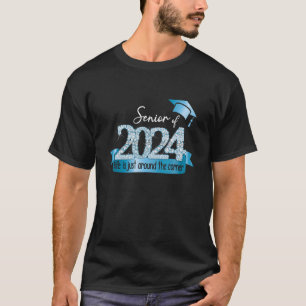 Camiseta Senior 2024 I Cita Motivacional Azul Negro Fiesta