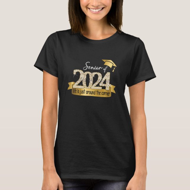 Camiseta Senior 2024 I Cita Motivacional Parte Negra Amaril (Anverso)