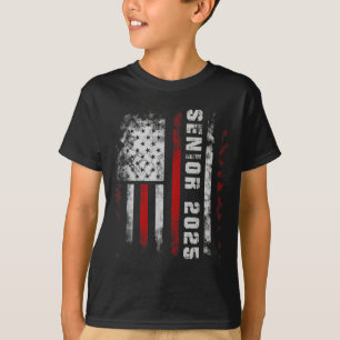 Camiseta Senior 2025 American Flag Shirt Usa Graduation Cl