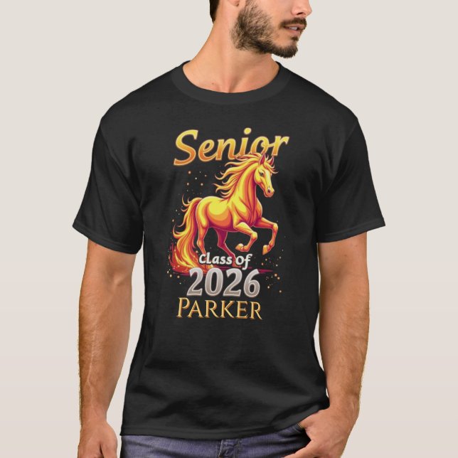 Camiseta Senior 2026 Class Graduate Fire Horse Personalized (Anverso)