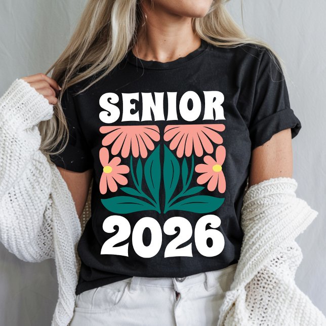 Camiseta Senior 2026 Flores Retro Groovy Personalizadas Gra (Subido por el creador)