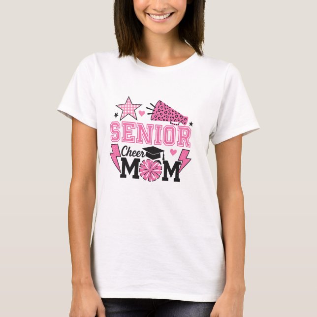 Camiseta Senior Cheer Mom 2026 | Pink Leopard Cheerleader G (Anverso)
