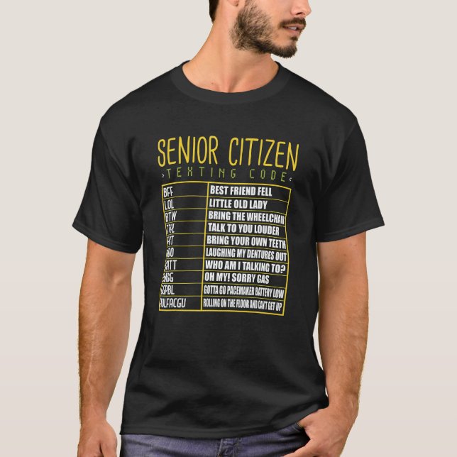 Camiseta Senior Citizen Texting Code Cool Grandpa Grandma (Anverso)