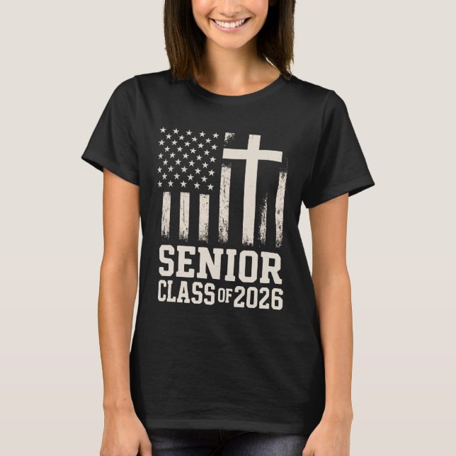 Camiseta Senior Class 2026 Cross Flag USA (Anverso)
