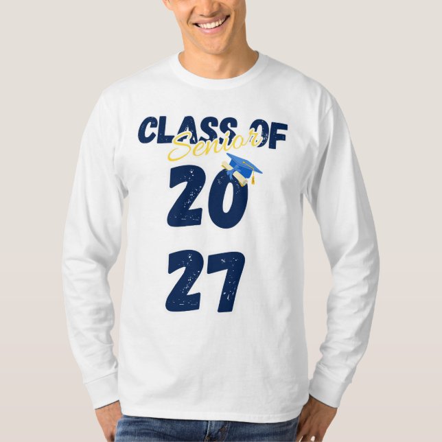 Camiseta Senior Class of 2027 Graduation Retro Typography (Anverso)