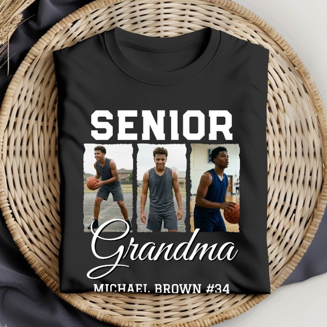 Camiseta Senior Grandma Basketball Photo Collage Custom (Subido por el creador)