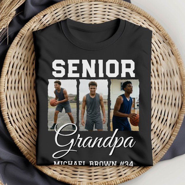 Camiseta Senior Grandpa Basketball Photo Collage Custom (Subido por el creador)