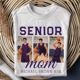 Camiseta Senior Mom Basketball Photo Collage Custom Name