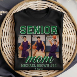 Camiseta Senior Mom Basketball Photo Collage Custom Name