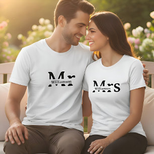 Camiseta Señor Apellido Personalizado Parejas Hombres  Blan