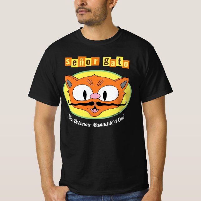 Camiseta Señor Gato "¡El Debonair Moustachio gato!" (Anverso)