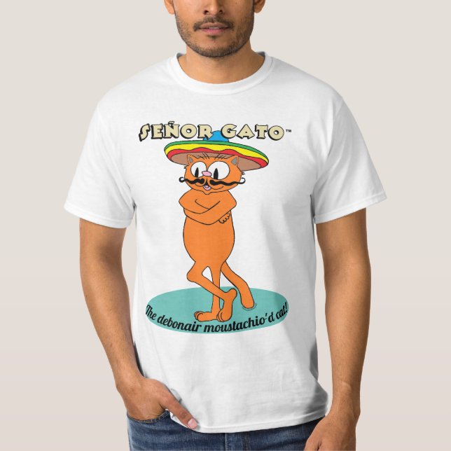 Camiseta ¡Señor Gato™ El Gato De Debonair Moustachio! (Anverso)