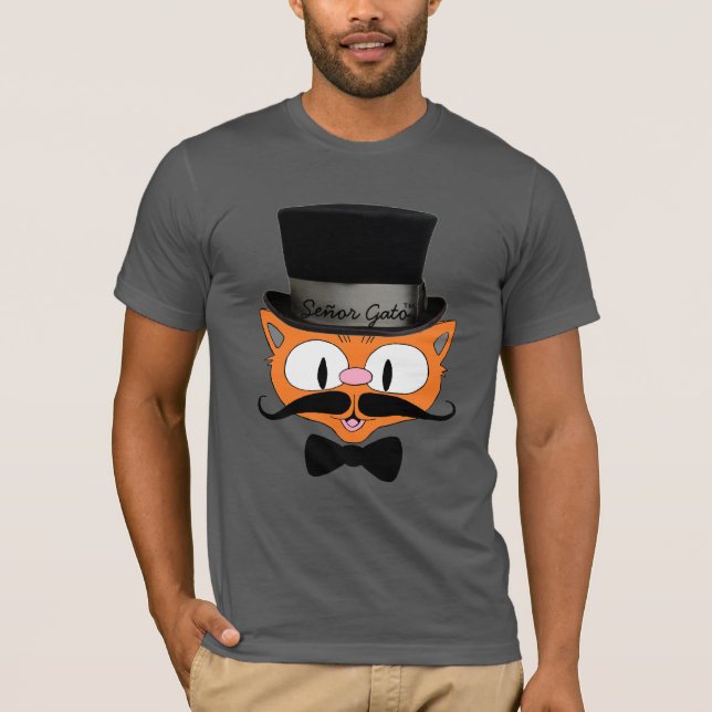 Camiseta Señor Gato™ Personalizado Gato Mustache con sombre (Anverso)