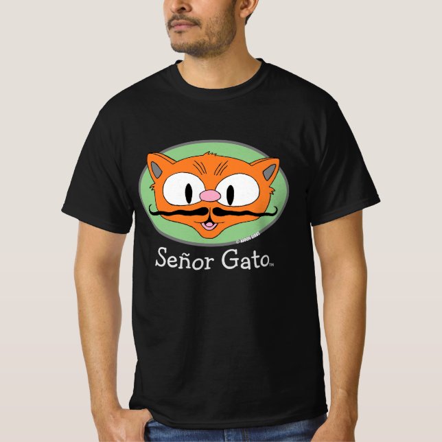Camiseta Señor Gato™ Personalizado Mustache Cara de gato (Anverso)