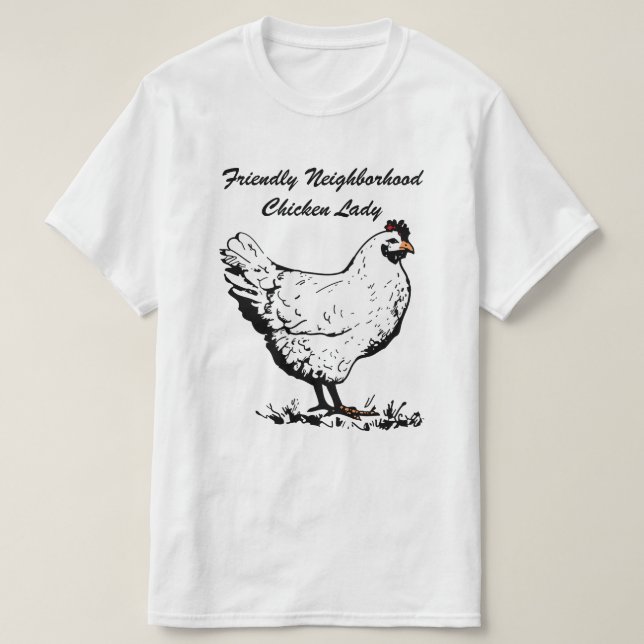 Camiseta Señora amistosa del pollo de la vecindad (Diseño del anverso)