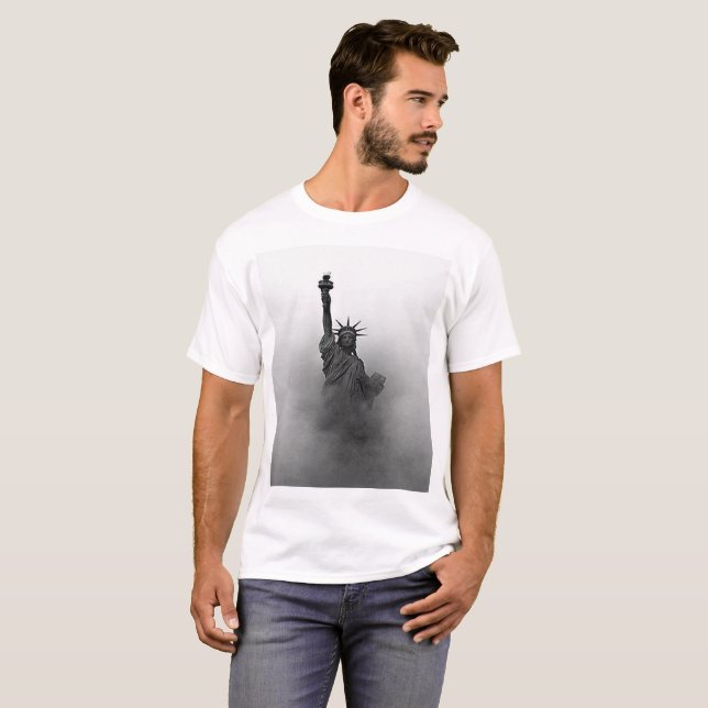 Camiseta Señora blanco y negro Liberty cubierta en niebla (Anverso completo)