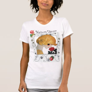 CAMISETA SEÑORA CON ROSA ROJA, GEOMÉTRICA NATURALEZA AMANTE