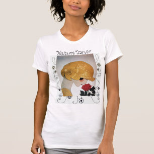 CAMISETA SEÑORA CON ROSA ROJA, REMOLINOS GEOMÉTRICOS AMANTE