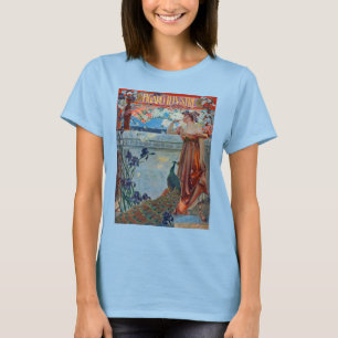 Camiseta Señora de Art Nouveau con pavo real