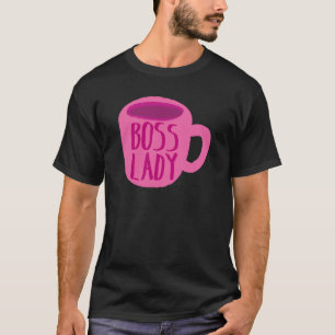 Camiseta Señora de BOSS con una taza de café rosada