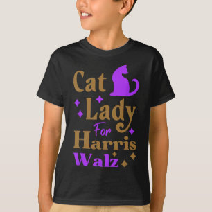 Camiseta Señora De Gato Sin Hijos Para Kamala Harris Tim Wh