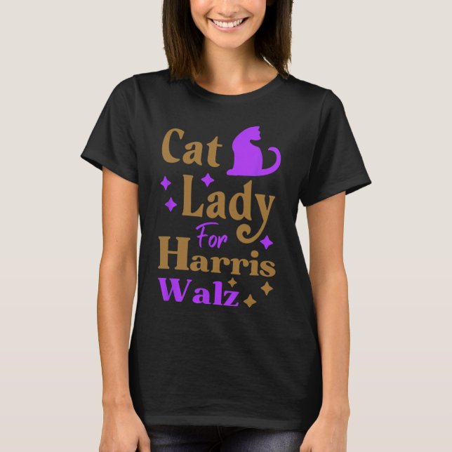 Camiseta Señora De Gato Sin Hijos Para Kamala Harris Tim Wh (Anverso)