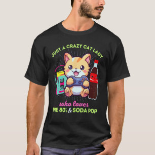 Camiseta Señora de Gatos Loca Que Ama Juegos Refresco y Los