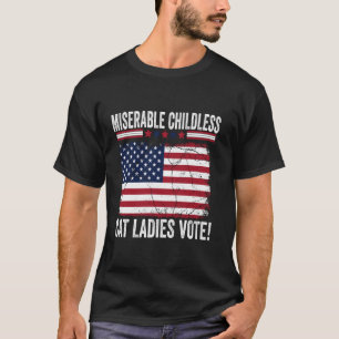 Camiseta Señora de Gatos sin Hijos Miserable Bandera EEUU