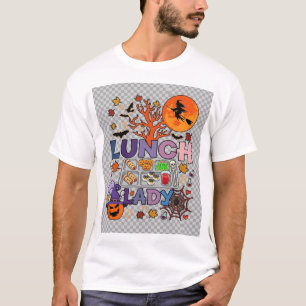 Camiseta Señora del Almuerzo Halloween Bruja Luna Calabaza_