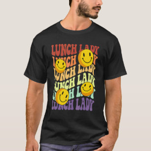 Camiseta señora del almuerzo sonrisa retro cara de vuelta a