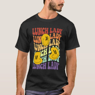 Camiseta señora del almuerzo sonrisa retro cara de vuelta a