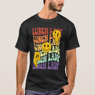Camiseta señora del almuerzo sonrisa retro cara de vuelta a