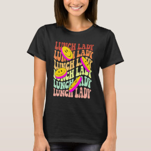 Camiseta señora del almuerzo sonrisa retro cara de vuelta a