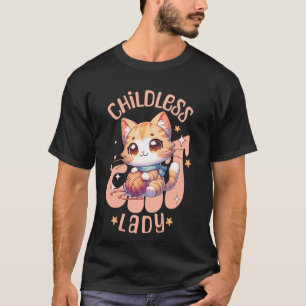 Camiseta Señora del gato sin hijos, 2024 Kwaii lindo Cat L 