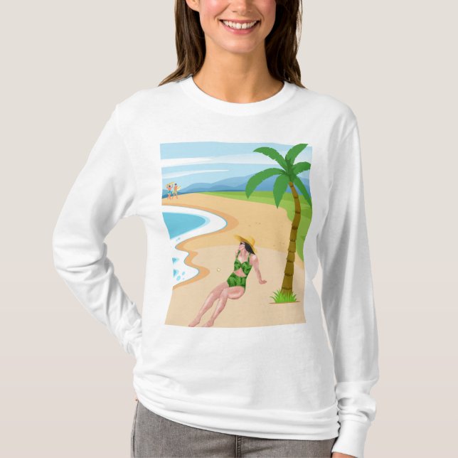 Camiseta señora en la playa (Anverso)