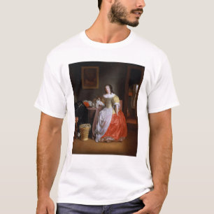 Camiseta Señora en un vestido amarillo y rojo