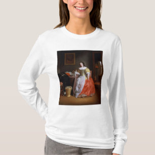 Camiseta Señora en un vestido amarillo y rojo