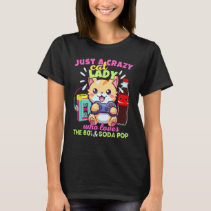 Camiseta Señora Gata Loca Que Ama Los Videojuegos Refresco